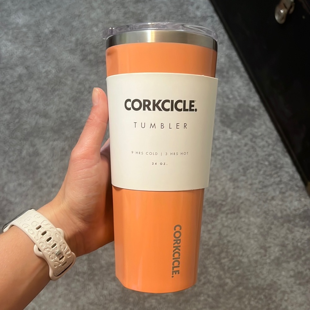 Coral corkcicle tumbler- 24 oz